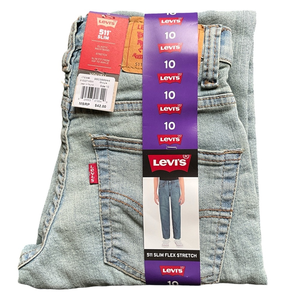 ✨LEVI’S Boy's 511 Modern Slim Flex Stretch 5 Pocket Jeans Light Blue Size 10